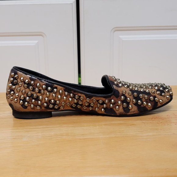 Steve Madden Leopard Print Brass Stud Flats - Picture 7 of 11